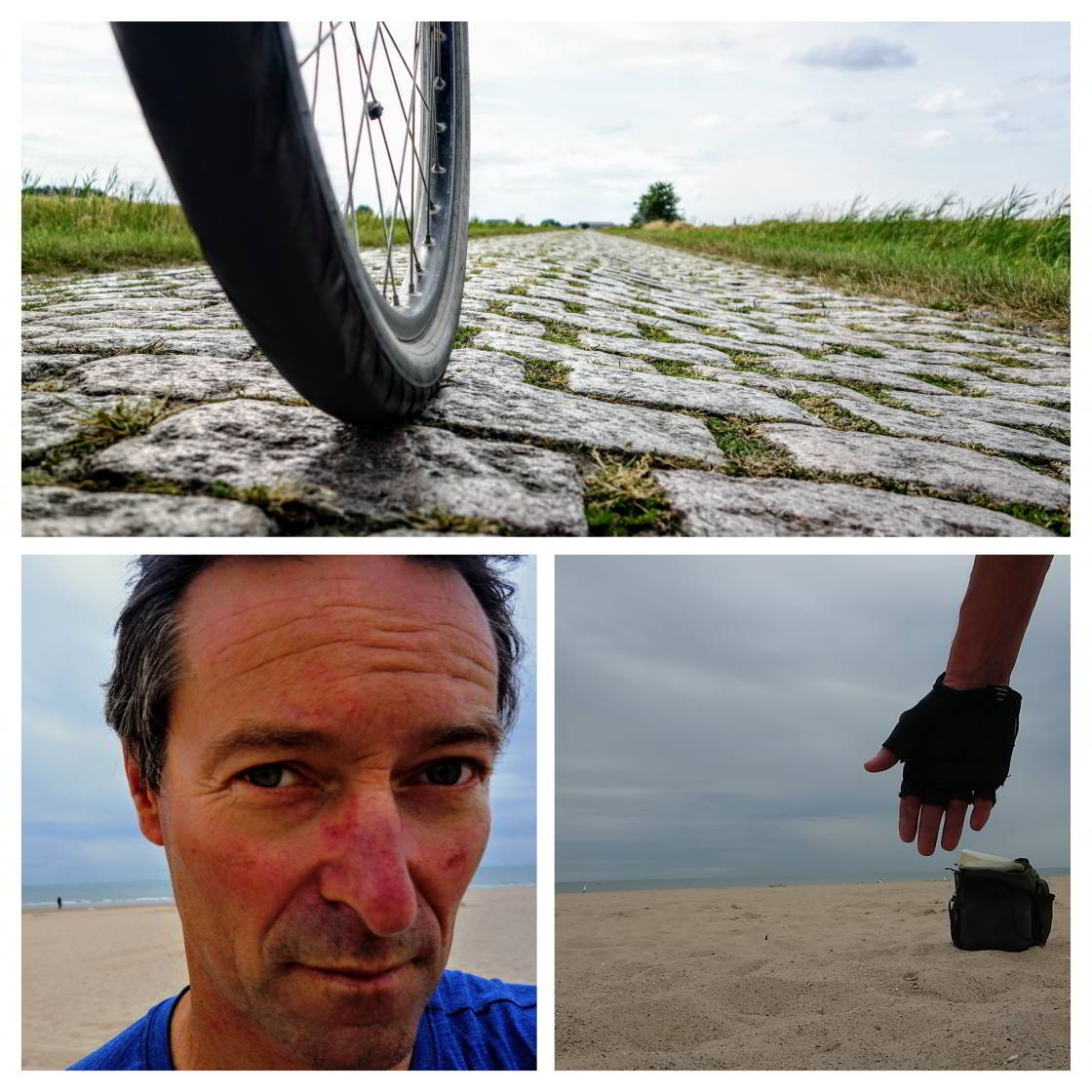 Het einde komt in zicht: de Noordzee! collage met Cadzand