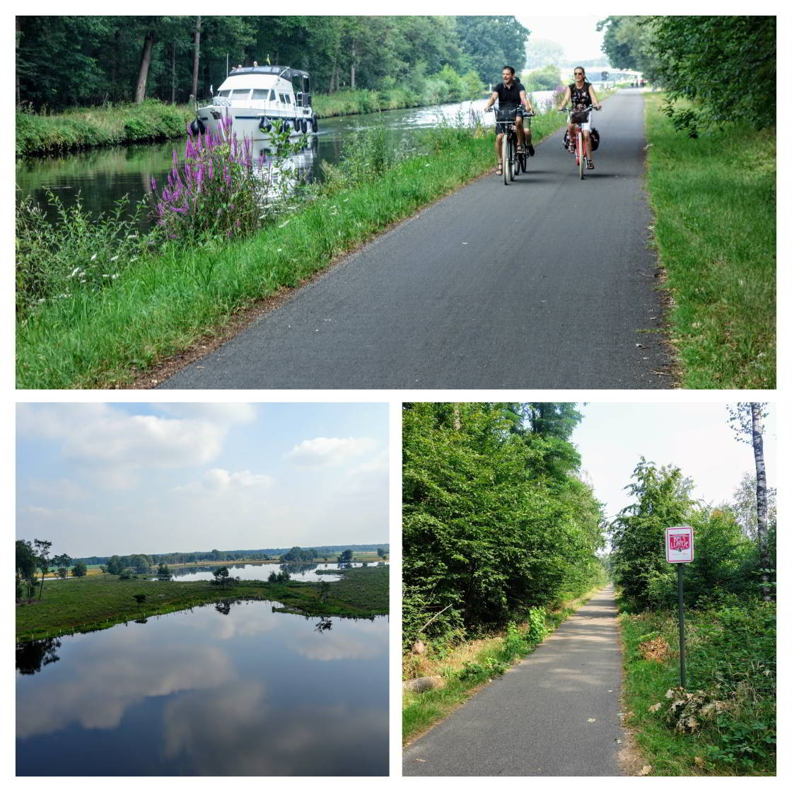 Fietsen tussen Limburg en West-Brabant: een overvloed aan natuur en fietspaden.... collage van drie beelden grensroute