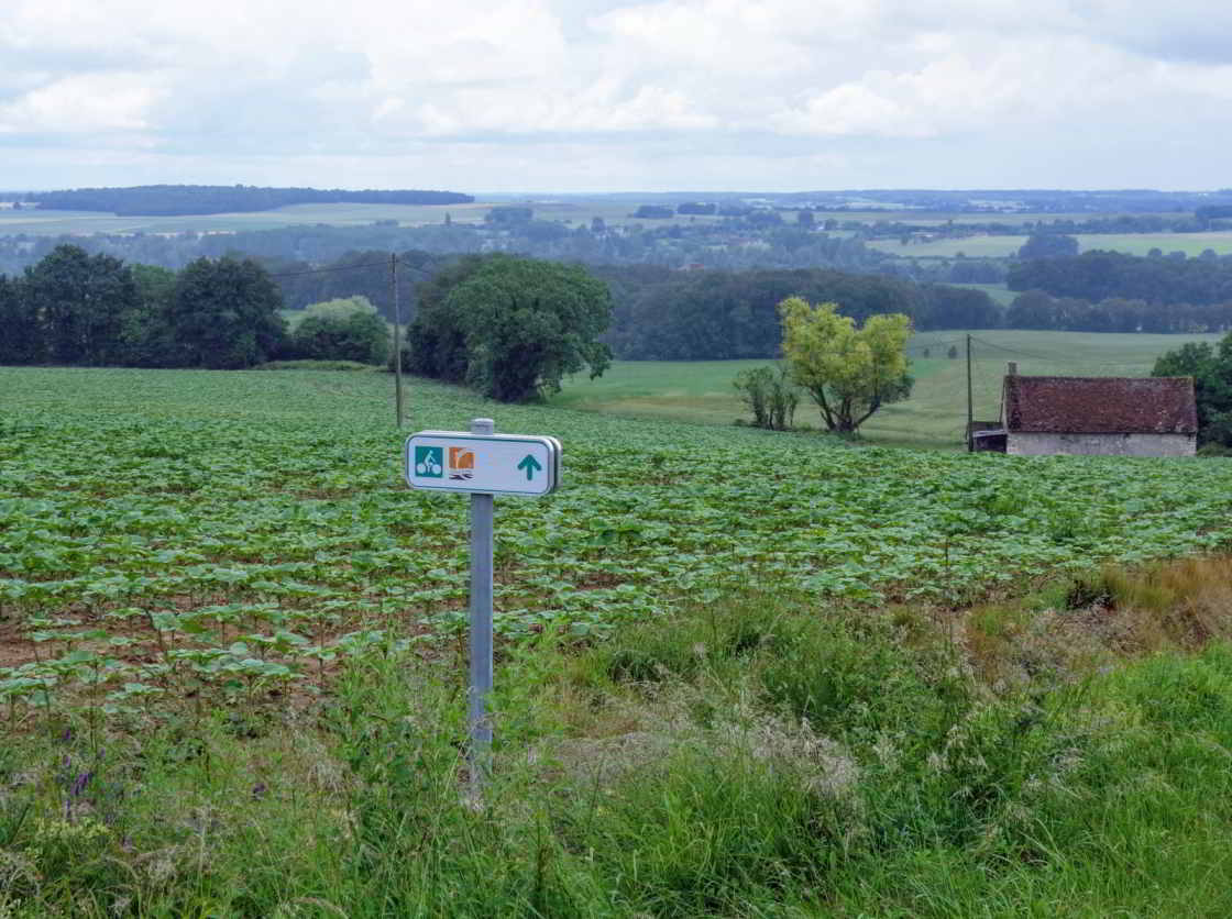 Overal geven bordjes keurig de route aan Bordje langs de l'Indre à vélo