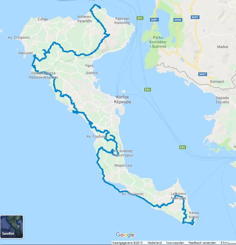 corfu road trip route
